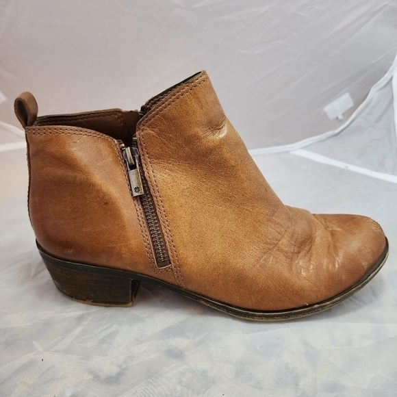 Lucky Brand Basel Heeled Ankle Bootie Boot Brown Leather Women's 7.5 Zip Sides - Picture 8 of 13